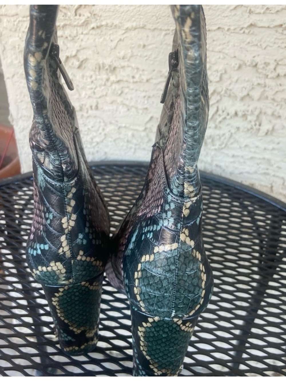 Sam Edelman Pink and Green Snake-Print Knee Boots - Picture 3 of 4